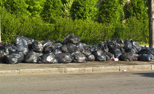 Community clean-up event promoting trash removal